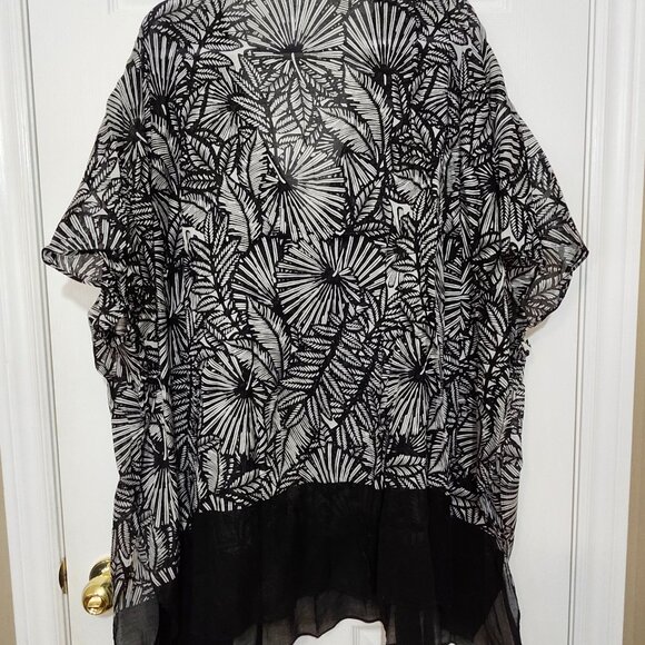La Vie en Rose Aqua Women's Tunic Swimsuit Cover-up ~ Black and White ~ Size XL - Picture 6 of 6